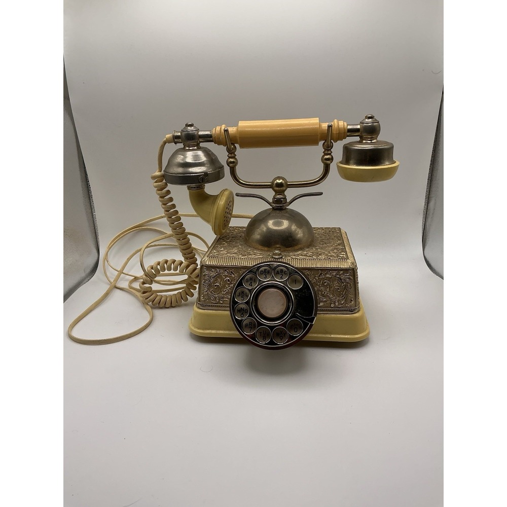 Vintage 1980's French Continental Rotary Phone by Radio Shack Gold Finish